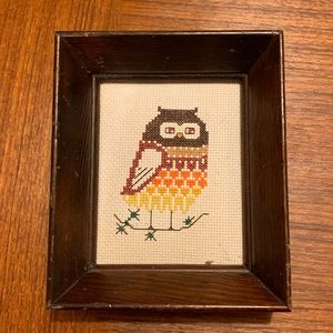 Vintage Embroidered Owl Wall Art